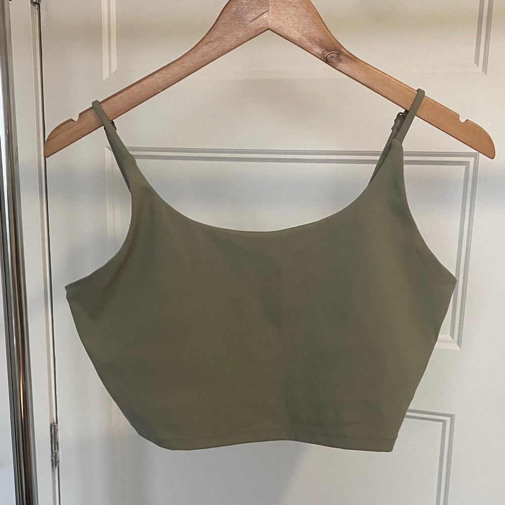 Olive Green Women’s Cropped Tank Top - Adjustable Straps